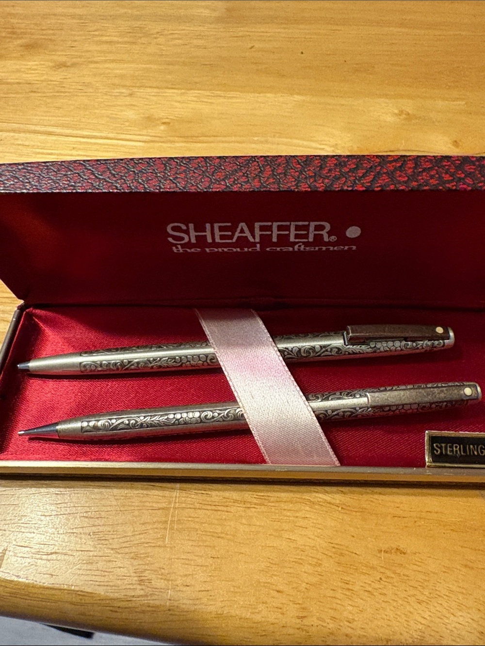 Vintage Sheaffer Sterling Silver Engraved Pen and Pencil Set - Silver